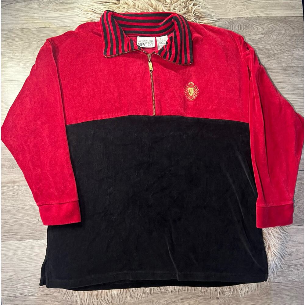 Jaclyn Smith vintage black & red velour pull over - Picture 9 of 10